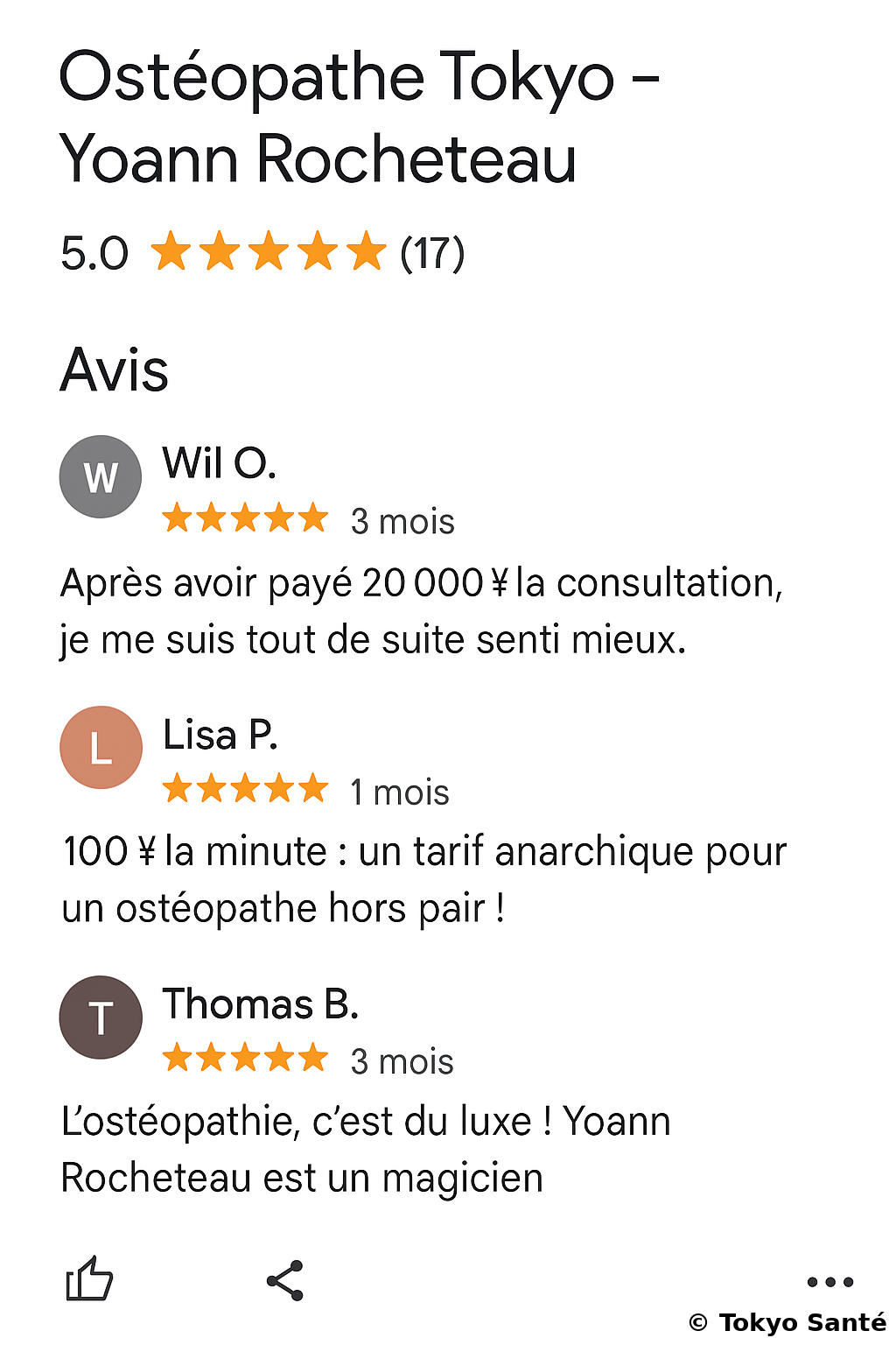 Avis Google pour Ostéopathe Tokyo_with_credit